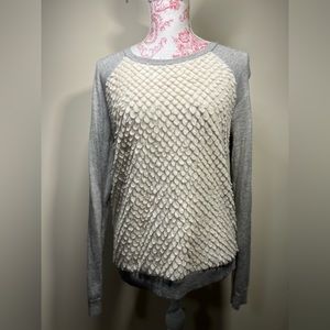 Ann Taylor Grey Cream Textured Wool Sweater size S